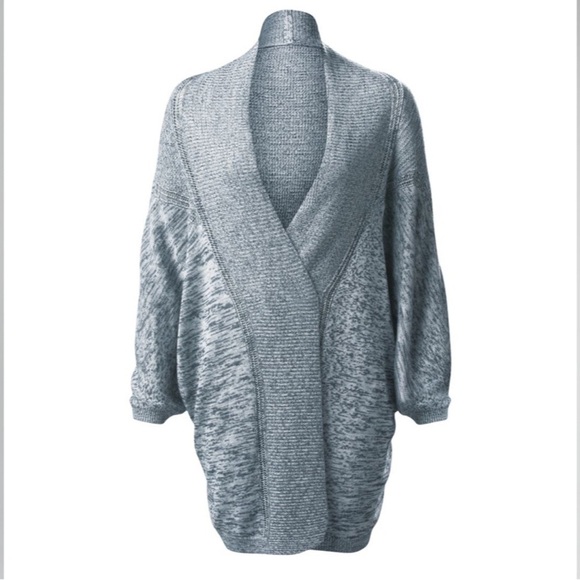 Lululemon Breeze Easy Cardigan Wrap Sweater Heathered Light Grey / Deep Coal - Picture 4 of 11